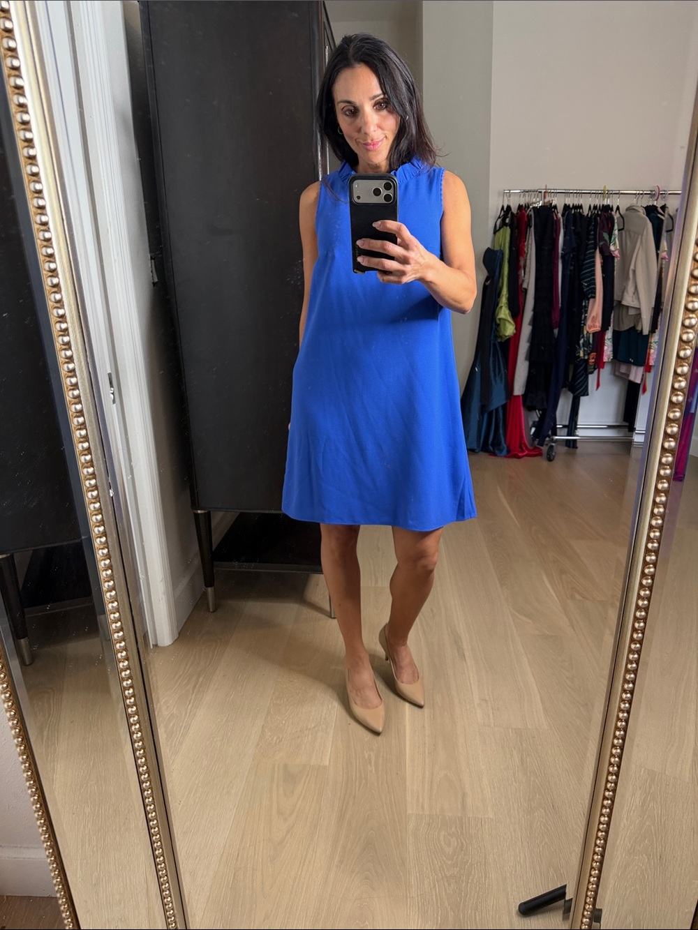 Lilly Pulitzer Royal Blue Sleeveless Ruffle-Neck Shift Dress